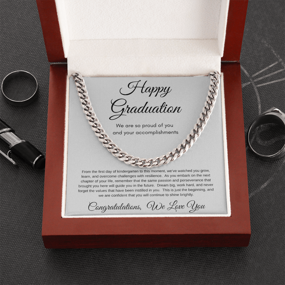 Proud Of You Graduation Cuban Link Necklace Gift For Him