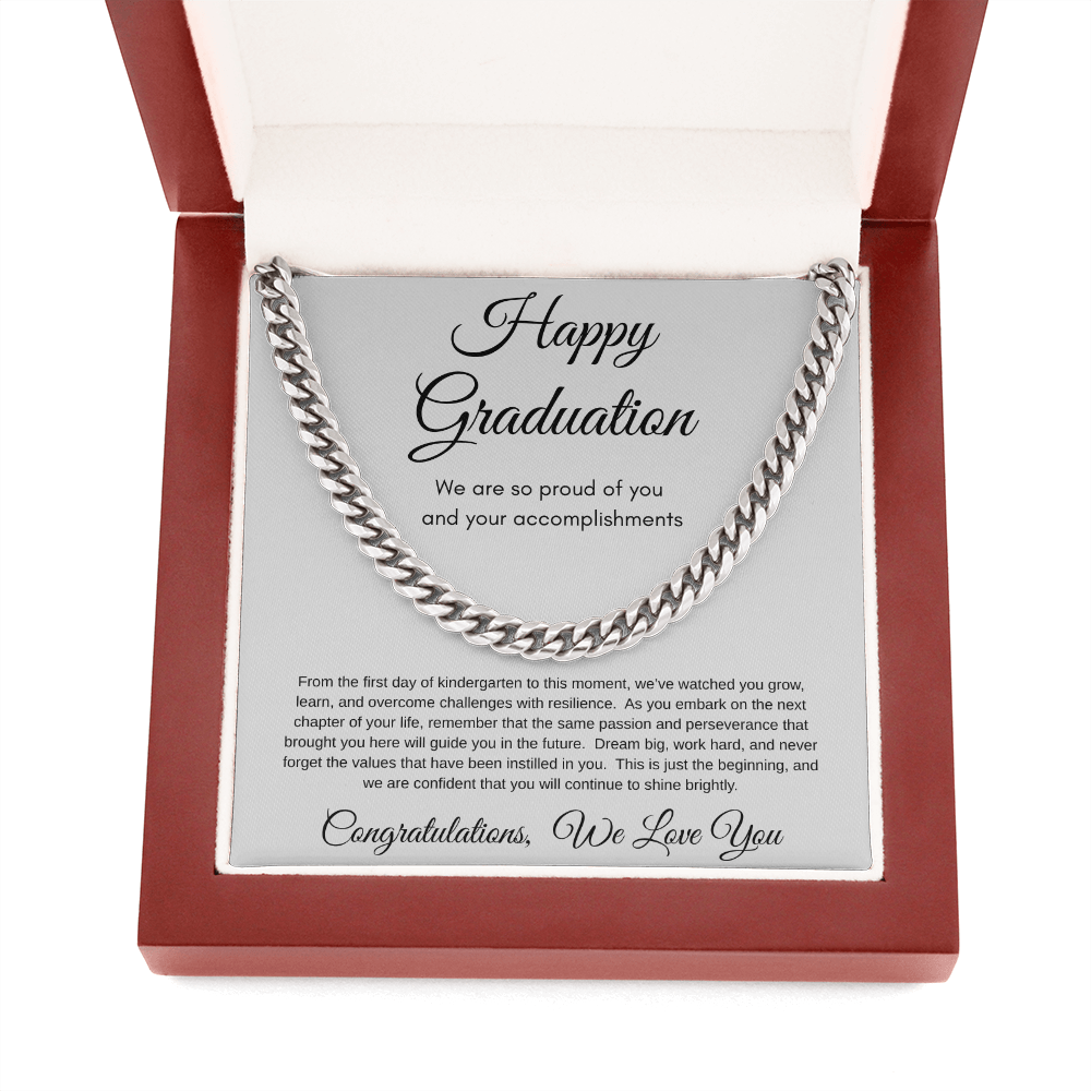 Proud Of You Graduation Cuban Link Necklace Gift For Him