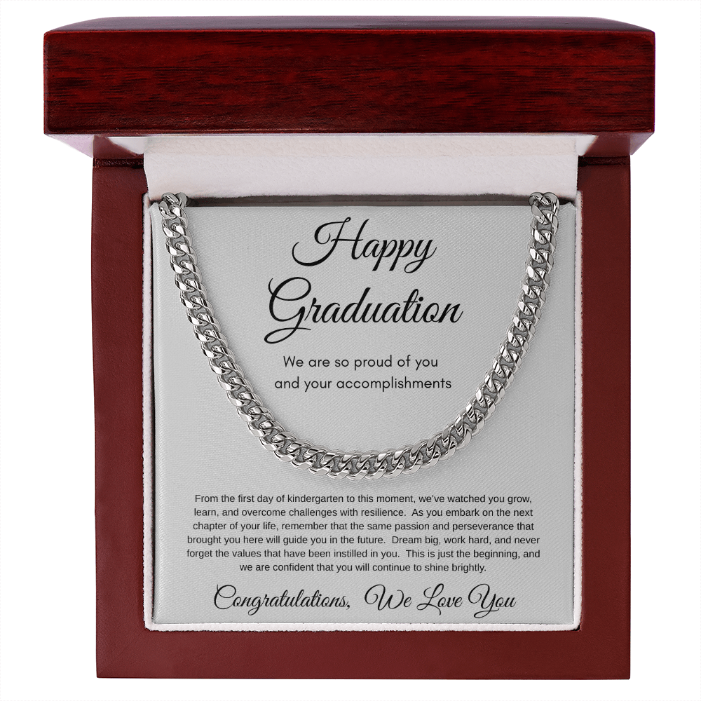 Proud Of You Graduation Cuban Link Necklace Gift For Him