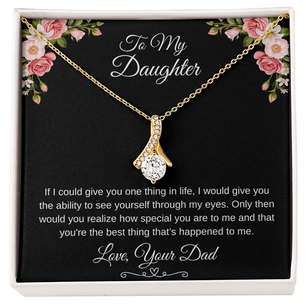To My Daughter Through My Eyes Ribbon Necklace