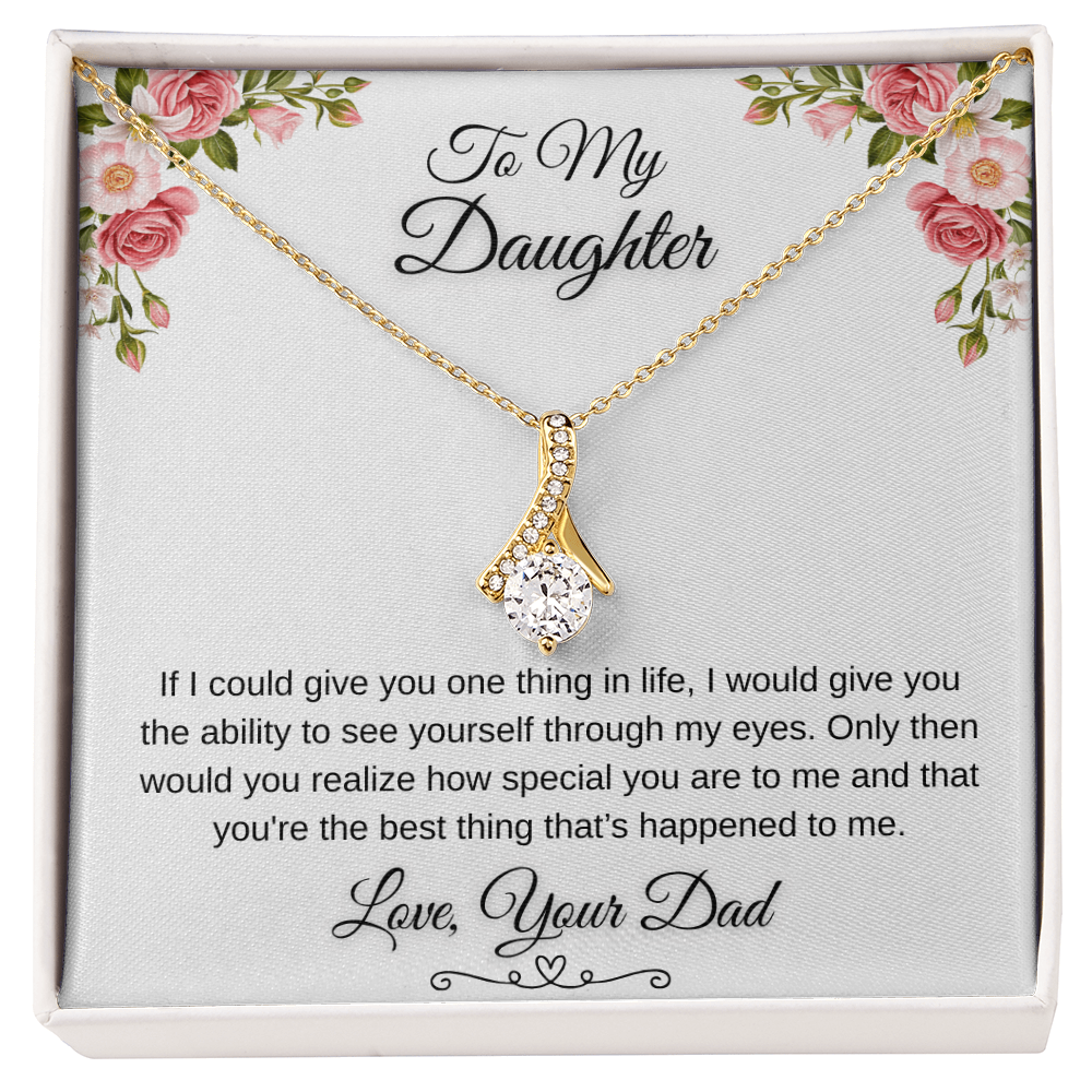 To My Daughter Through My Eyes Ribbon Necklace