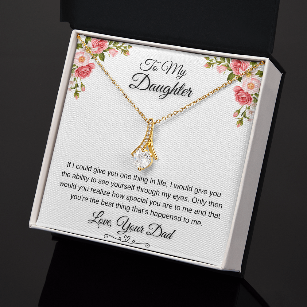 To My Daughter Through My Eyes Ribbon Necklace