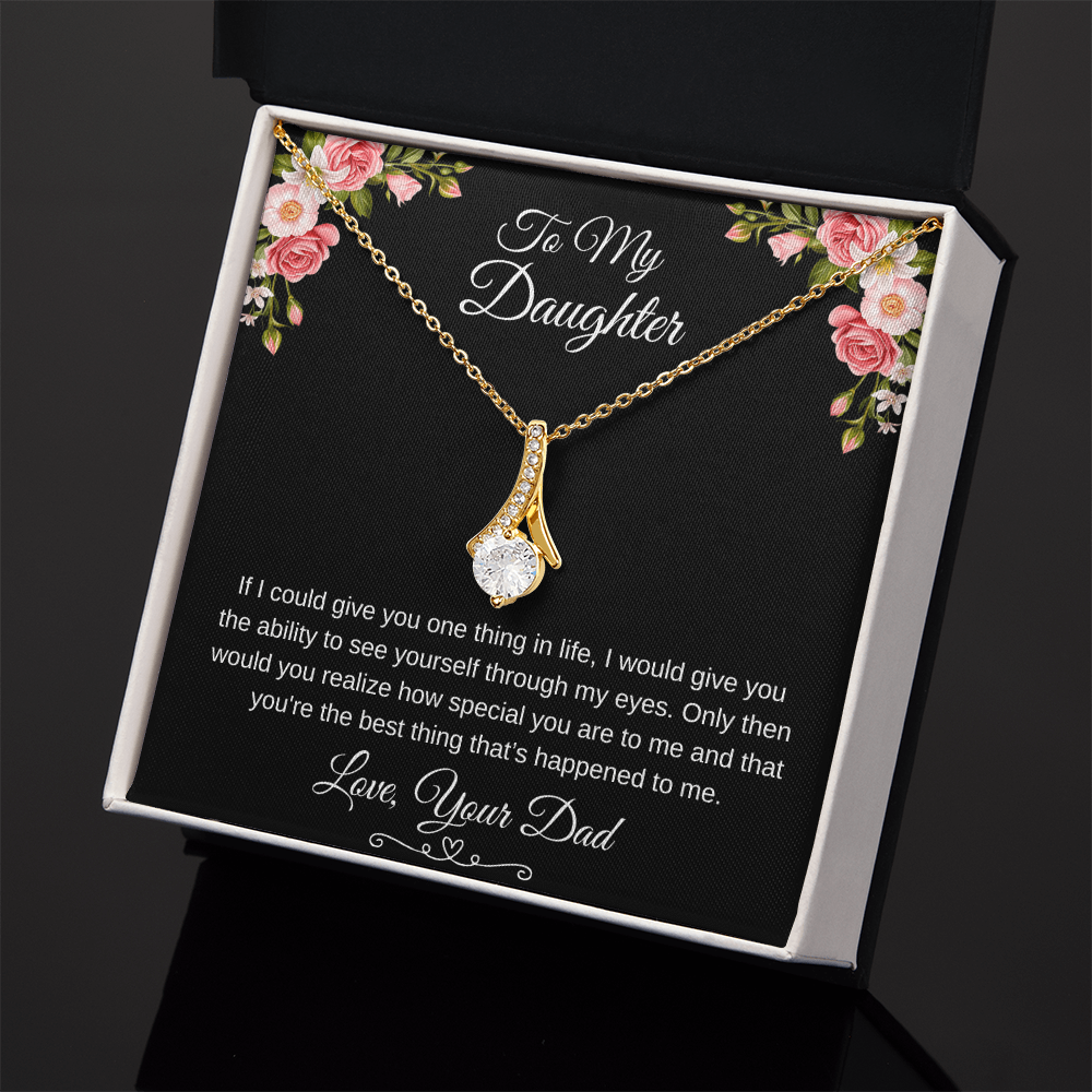 To My Daughter Through My Eyes Ribbon Necklace