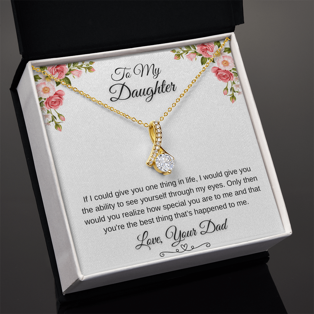 To My Daughter Through My Eyes Ribbon Necklace
