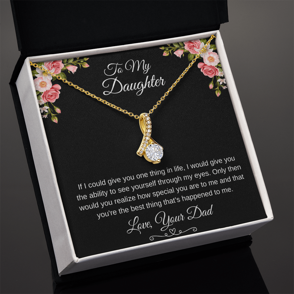 To My Daughter Through My Eyes Ribbon Necklace