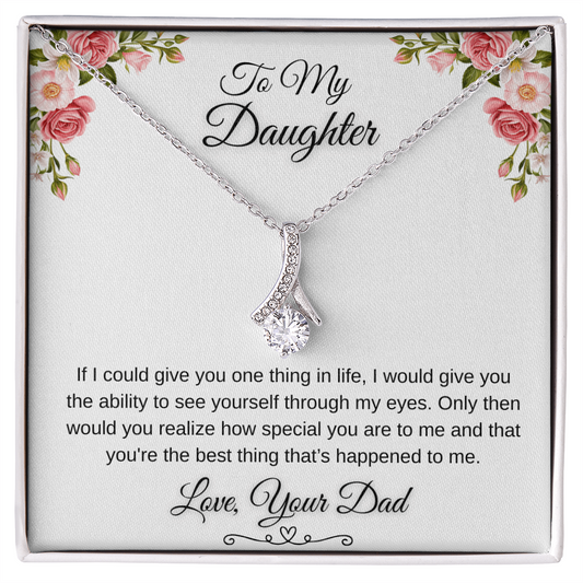 To My Daughter Through My Eyes Ribbon Necklace