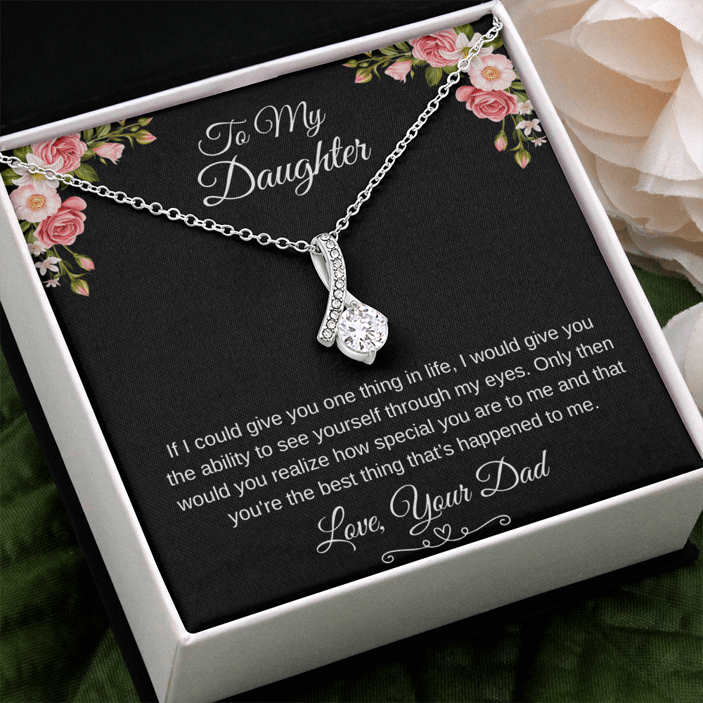 To My Daughter Through My Eyes Ribbon Necklace