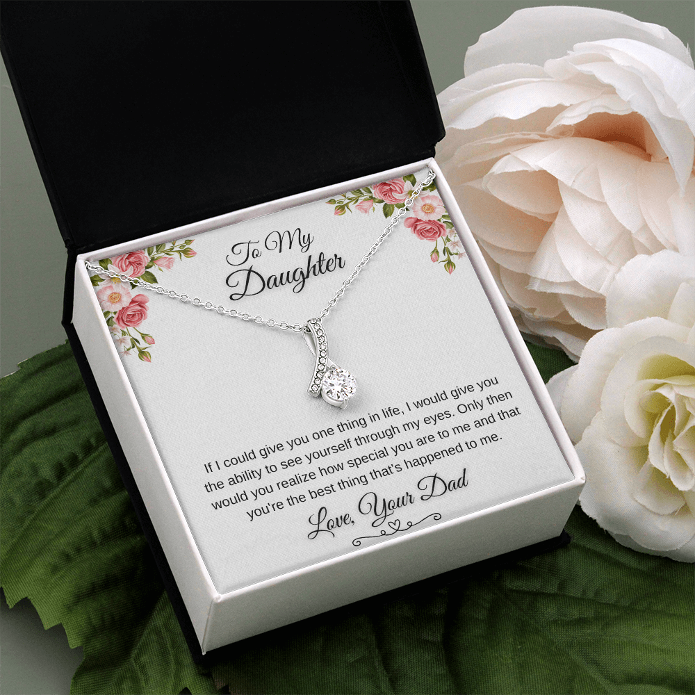 To My Daughter Through My Eyes Ribbon Necklace