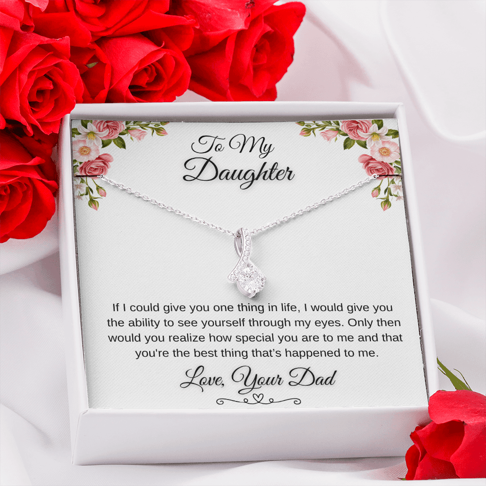 To My Daughter Through My Eyes Ribbon Necklace