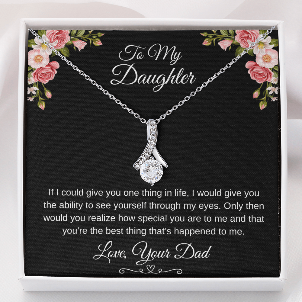 To My Daughter Through My Eyes Ribbon Necklace