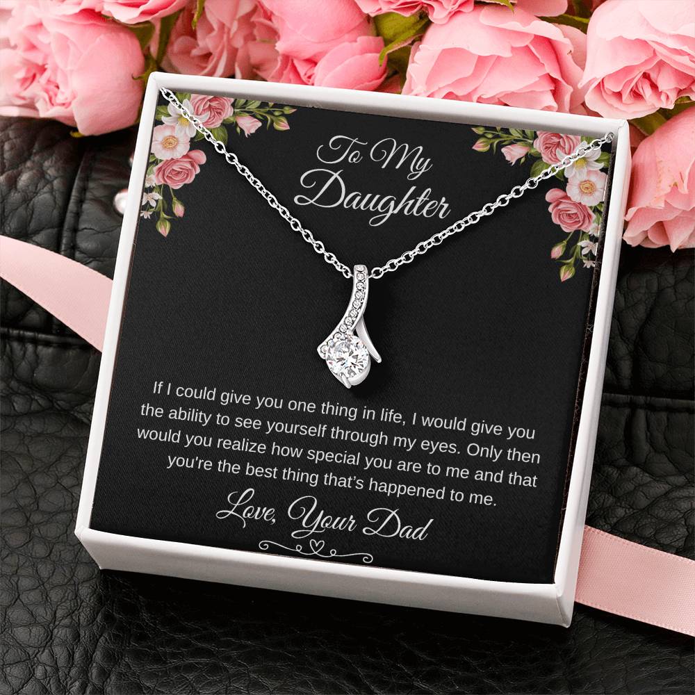 To My Daughter Through My Eyes Ribbon Necklace