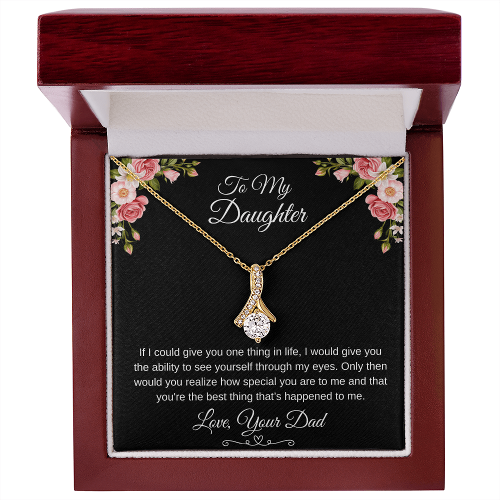 To My Daughter Through My Eyes Ribbon Necklace