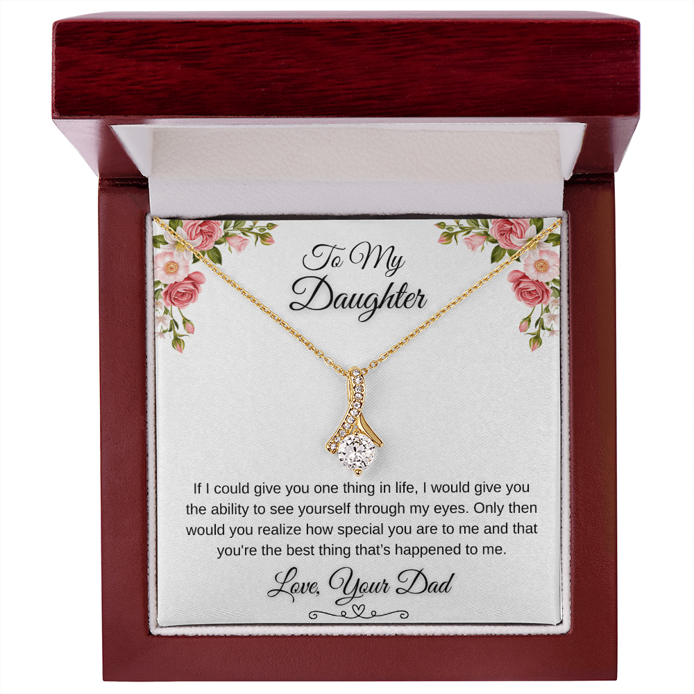 To My Daughter Through My Eyes Ribbon Necklace