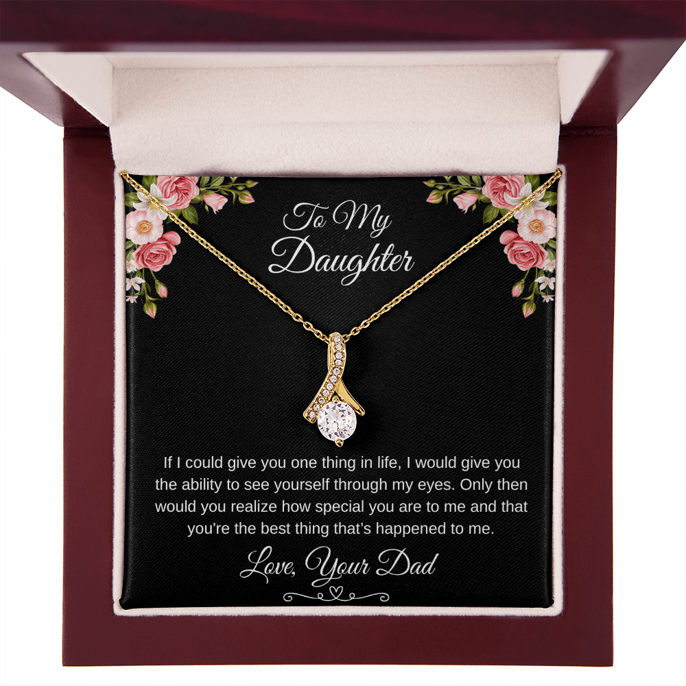 To My Daughter Through My Eyes Ribbon Necklace