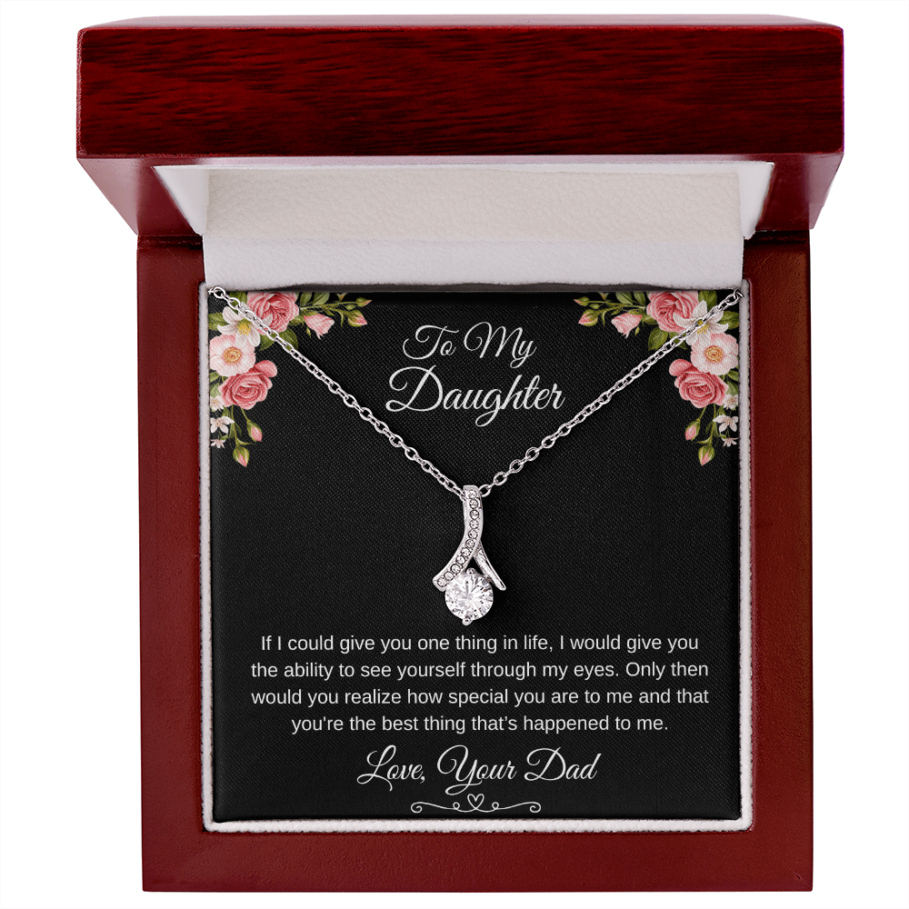 To My Daughter Through My Eyes Ribbon Necklace