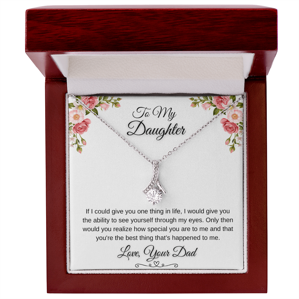 To My Daughter Through My Eyes Ribbon Necklace