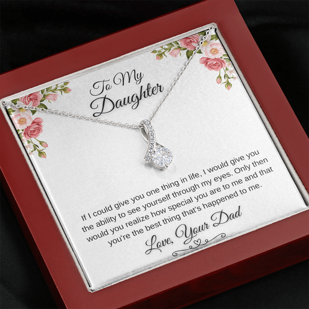 To My Daughter Through My Eyes Ribbon Necklace