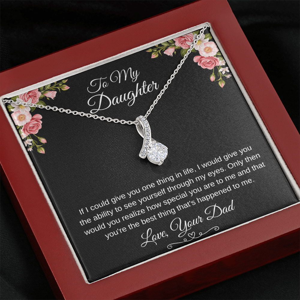 To My Daughter Through My Eyes Ribbon Necklace