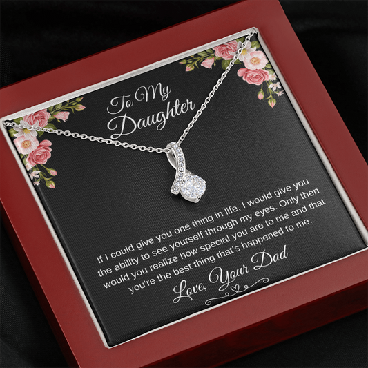 To My Daughter Through My Eyes Ribbon Necklace