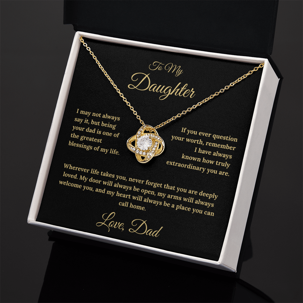 To My Daughter Love Knot Necklace – My Heart Is Your Home Gift from Dad