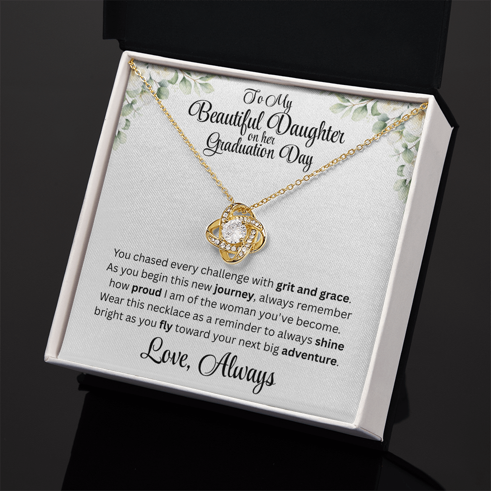 Graduation Day Necklace For Daughter With Inspirational Loving Message