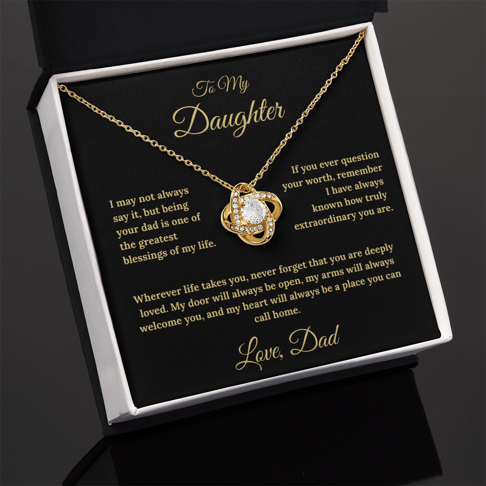 To My Daughter Love Knot Necklace – My Heart Is Your Home Gift from Dad