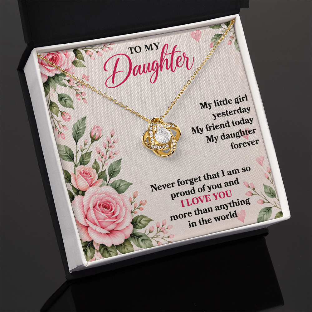 To My Daughter “My Little Girl Yesterday” Love Knot Necklace