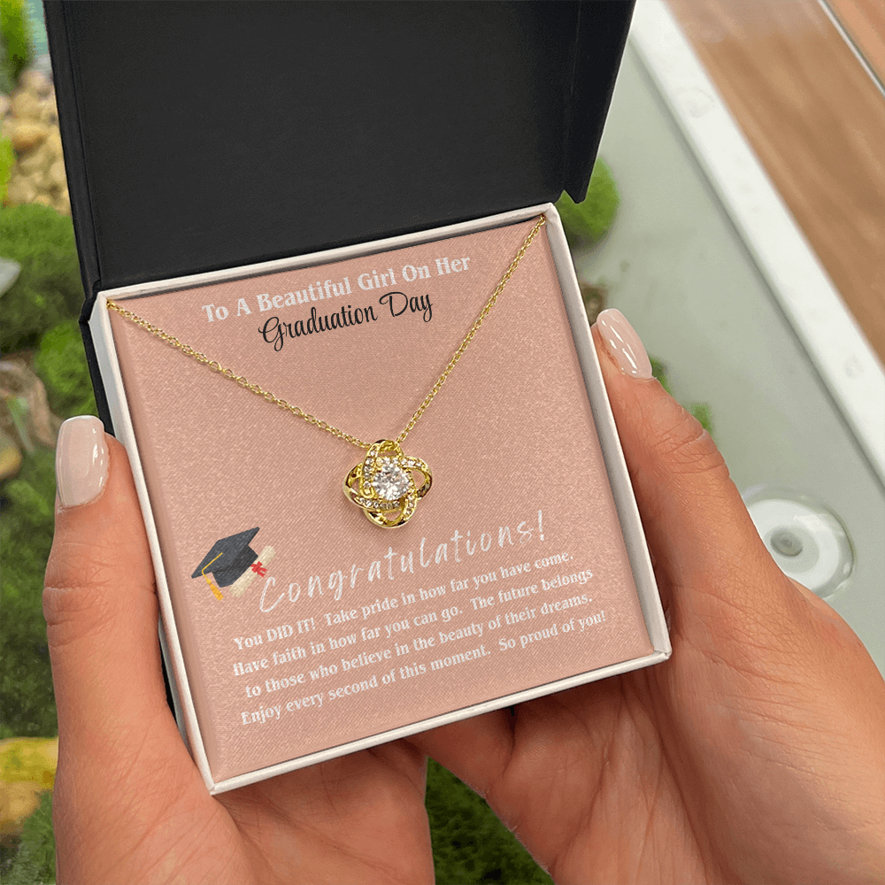 Graduation Gift Love Knot Necklace Daughter Forever Bond