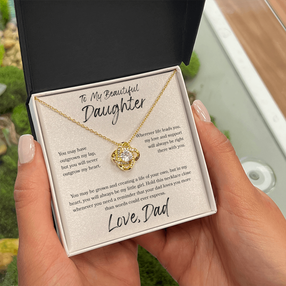To My Daughter Love Knot Necklace – My Love Is Always With You Gift from Dad