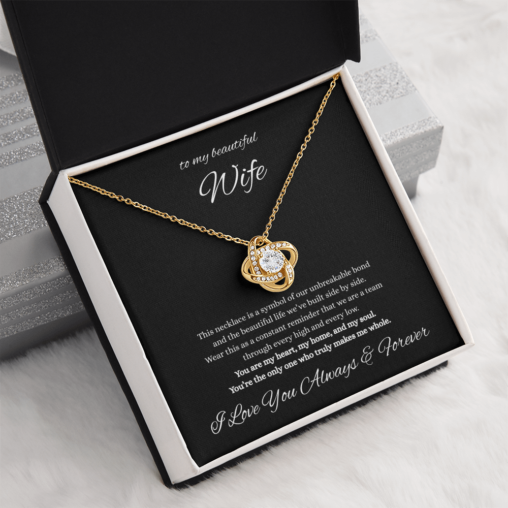 To My Beautiful Wife Love Knot Necklace – Forever Love Gift