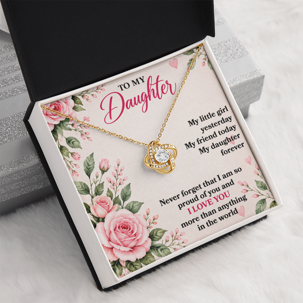 To My Daughter “My Little Girl Yesterday” Love Knot Necklace