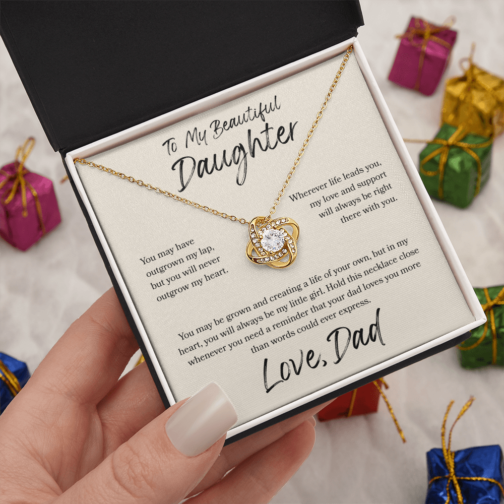 To My Daughter Love Knot Necklace – My Love Is Always With You Gift from Dad