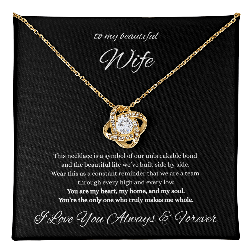 To My Beautiful Wife Love Knot Necklace – Forever Love Gift