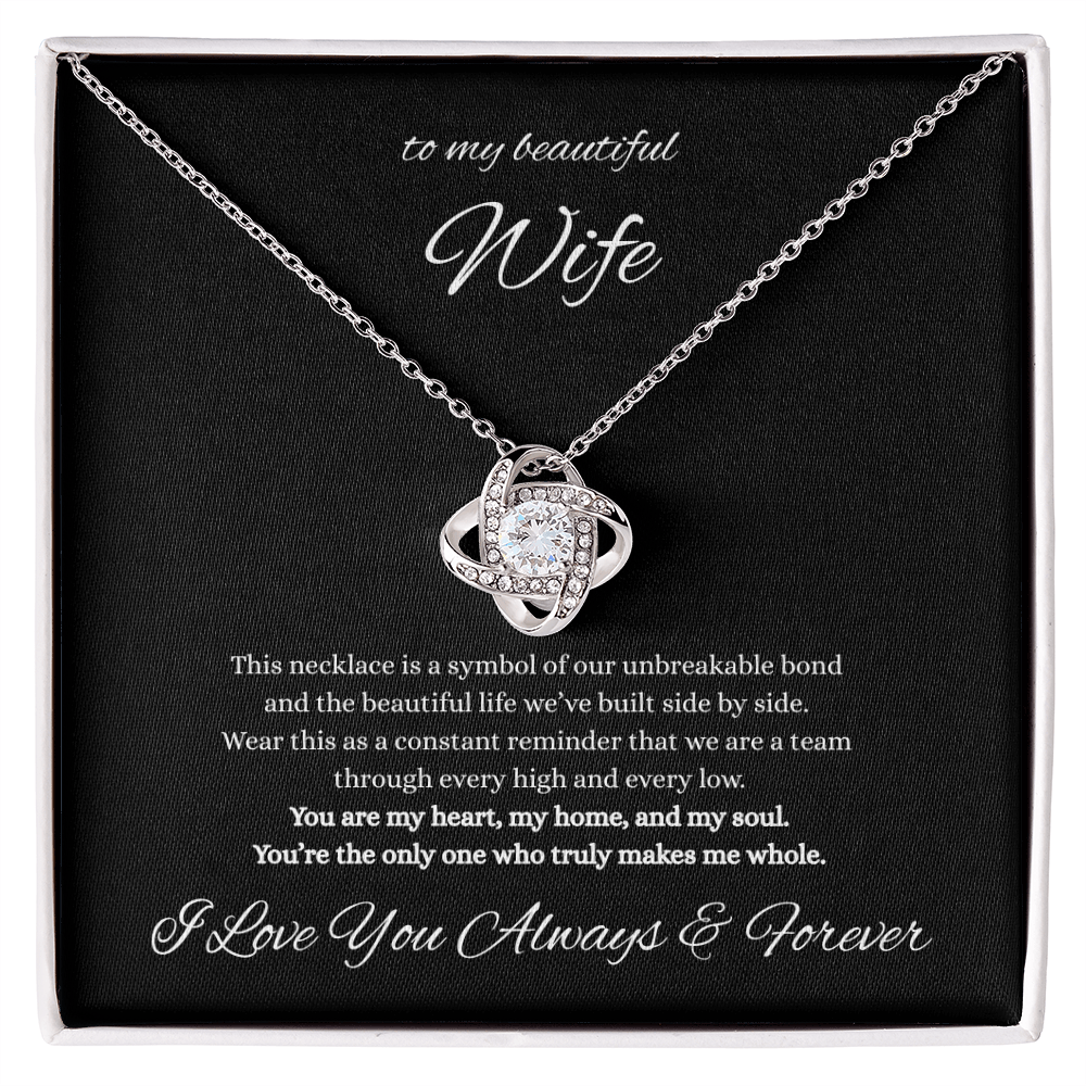 To My Beautiful Wife Love Knot Necklace – Forever Love Gift