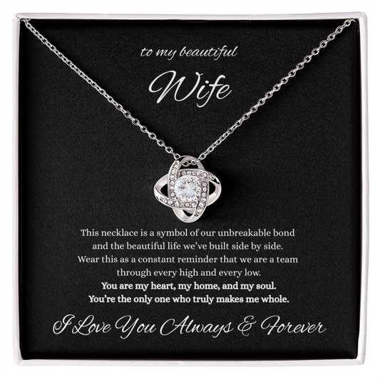 To My Beautiful Wife Love Knot Necklace – Forever Love Gift