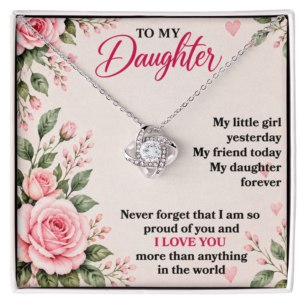 To My Daughter “My Little Girl Yesterday” Love Knot Necklace