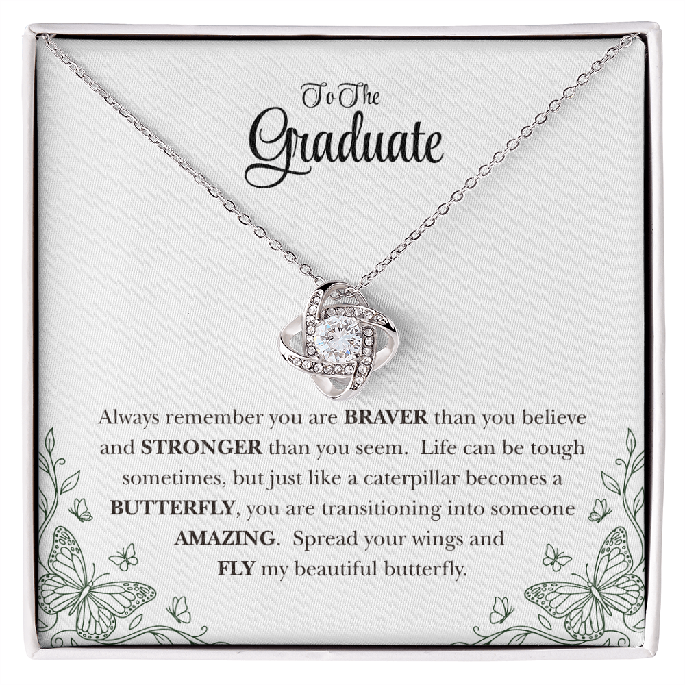 To My Graduate Daughter Inspirational Love Knot Necklace Gift