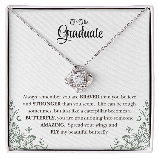 To My Graduate Daughter Inspirational Love Knot Necklace Gift