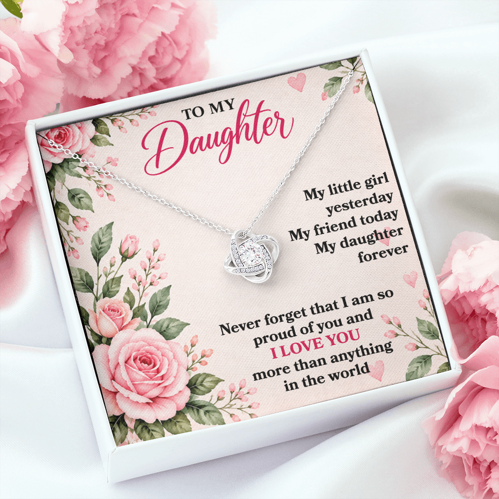 To My Daughter “My Little Girl Yesterday” Love Knot Necklace