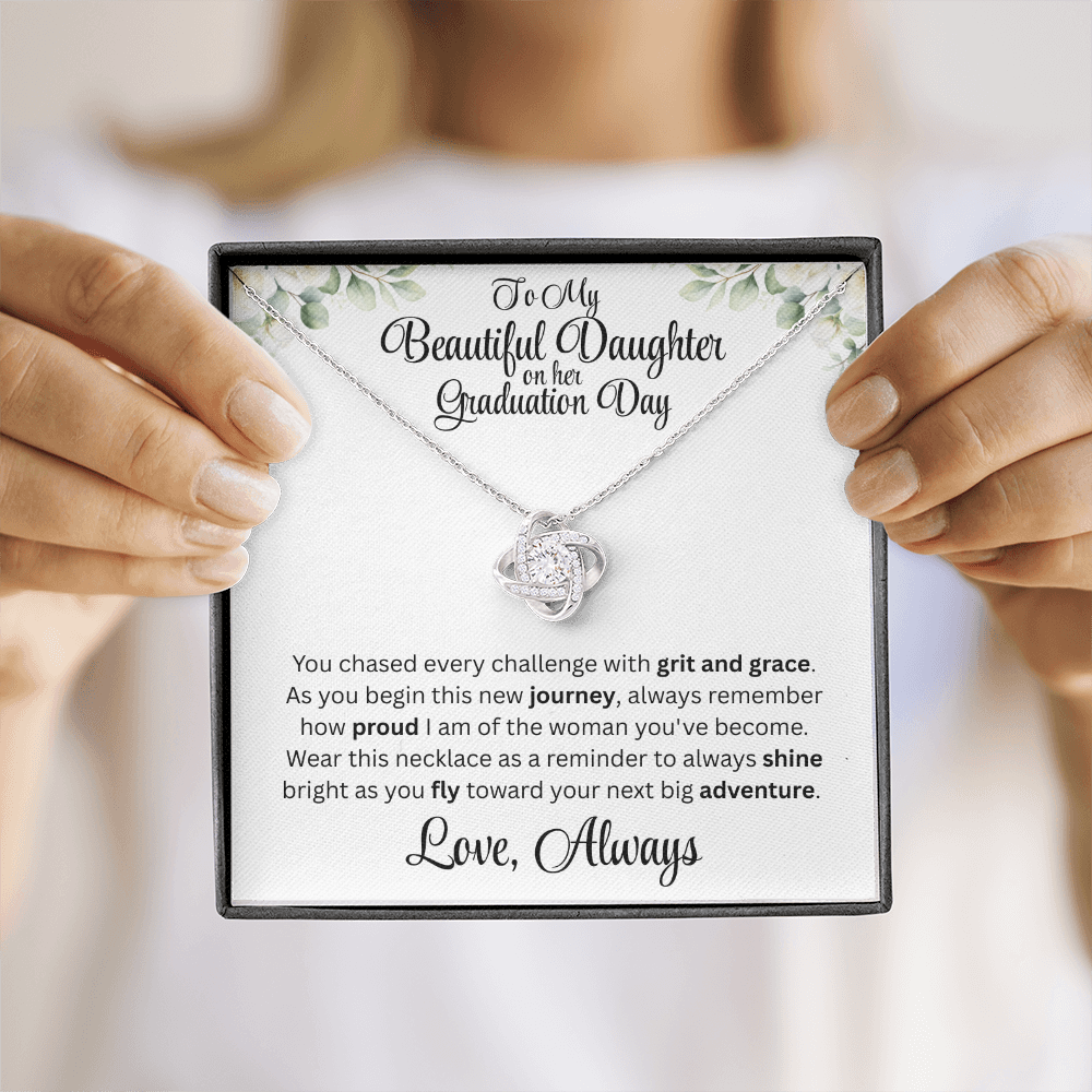Graduation Day Necklace For Daughter With Inspirational Loving Message