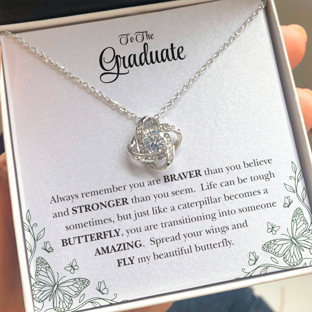 To My Graduate Daughter Inspirational Love Knot Necklace Gift