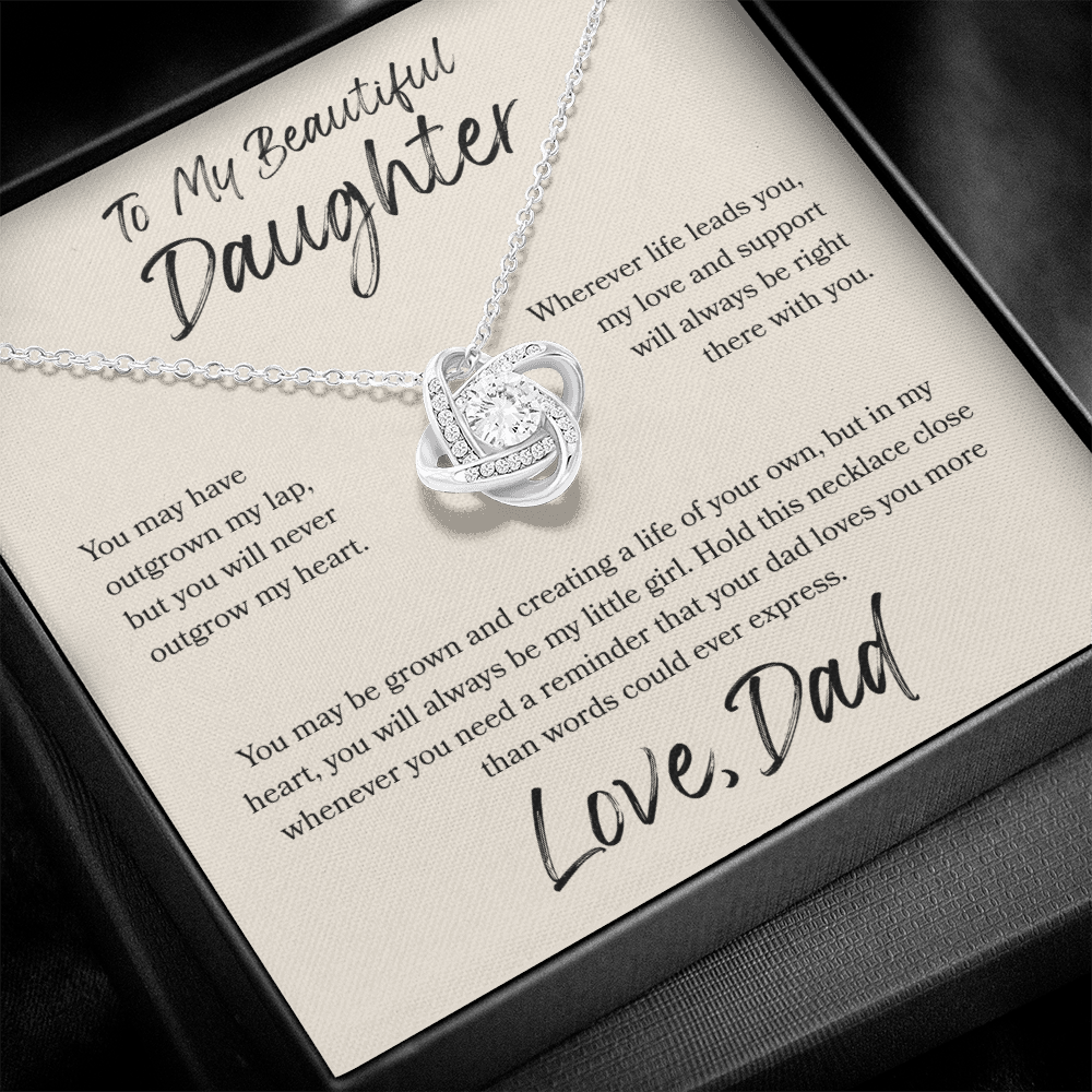 To My Daughter Love Knot Necklace – My Love Is Always With You Gift from Dad
