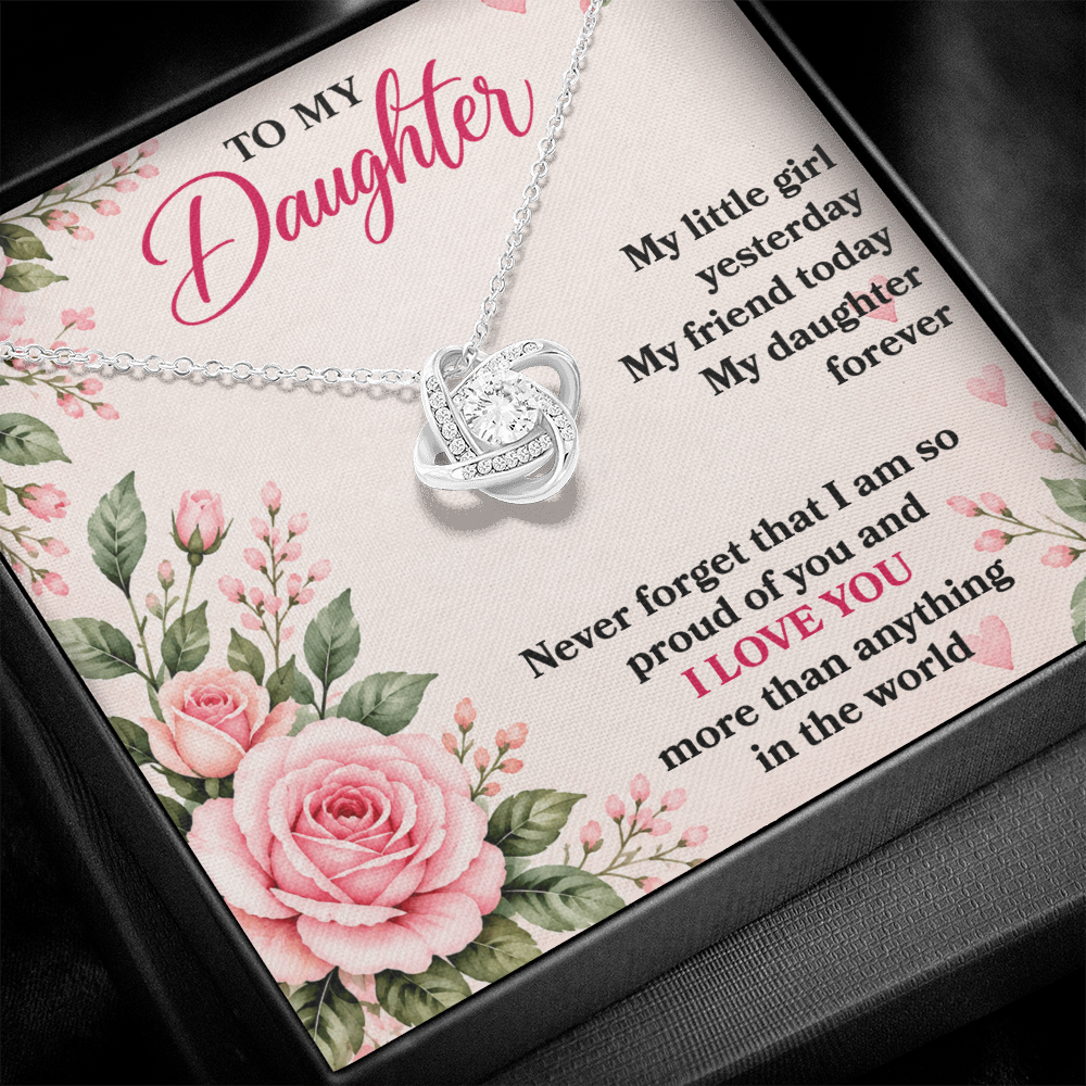 To My Daughter “My Little Girl Yesterday” Love Knot Necklace