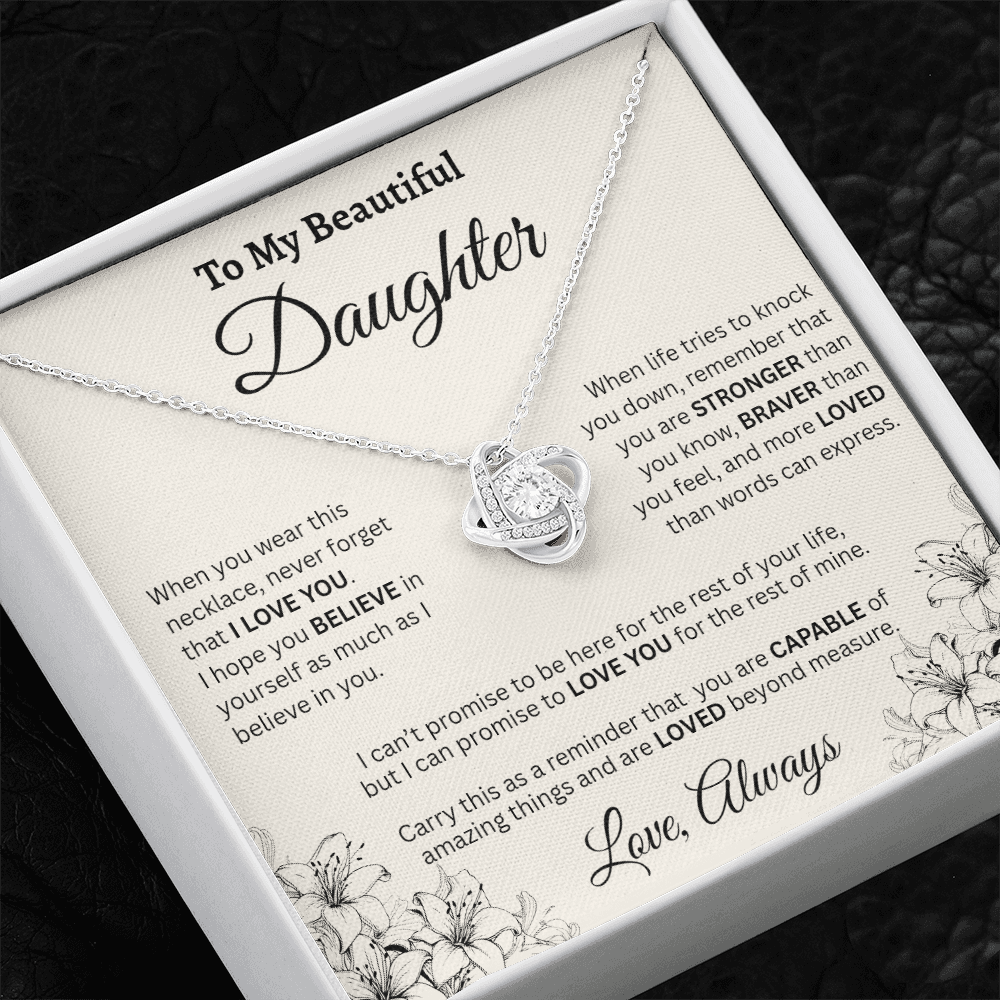 To My Beautiful Daughter Necklace – Wildflower Love & Strength Gift