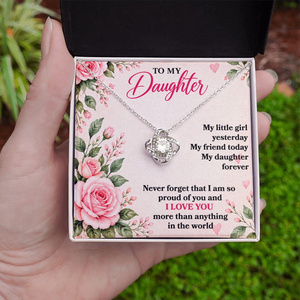 To My Daughter “My Little Girl Yesterday” Love Knot Necklace