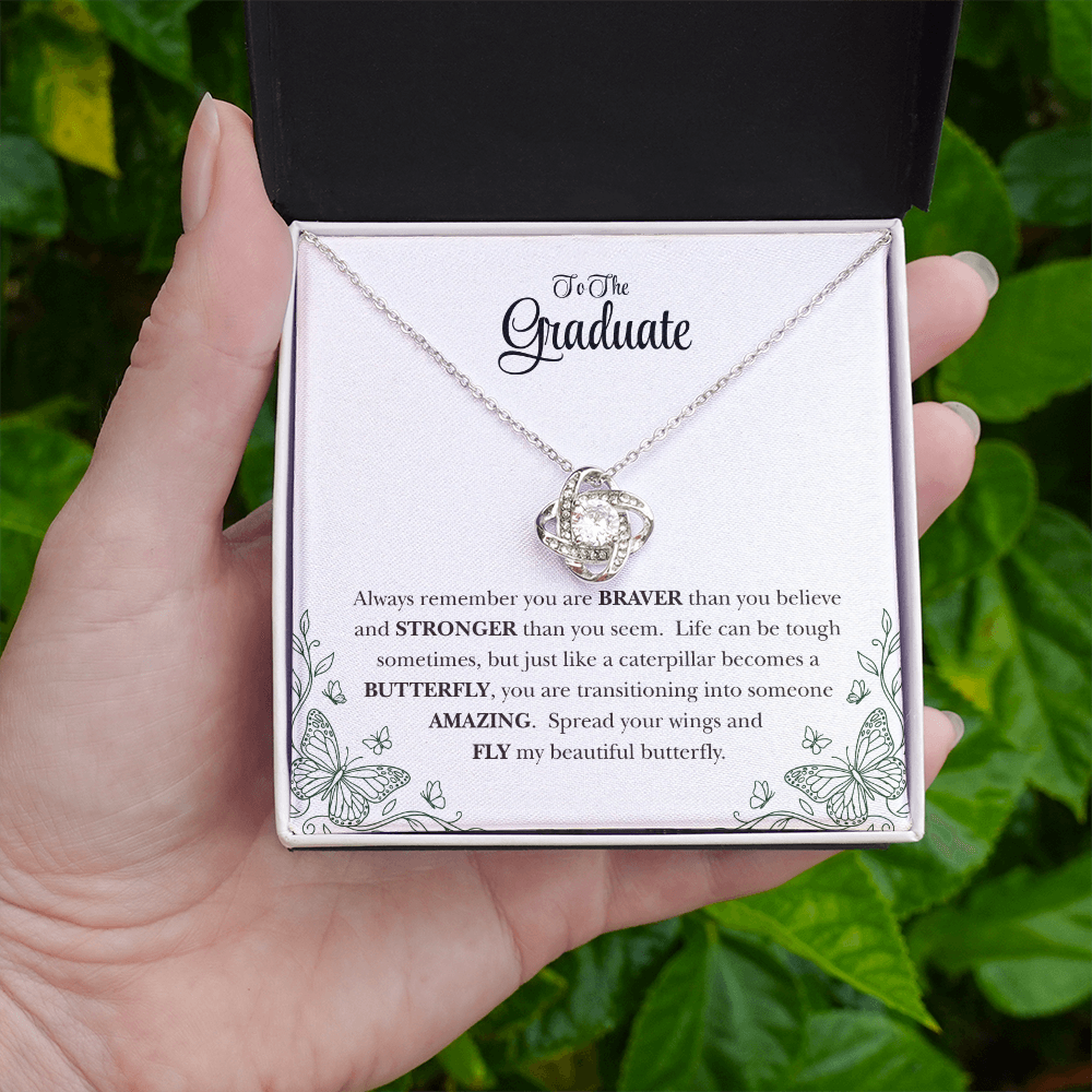 To My Graduate Daughter Inspirational Love Knot Necklace Gift