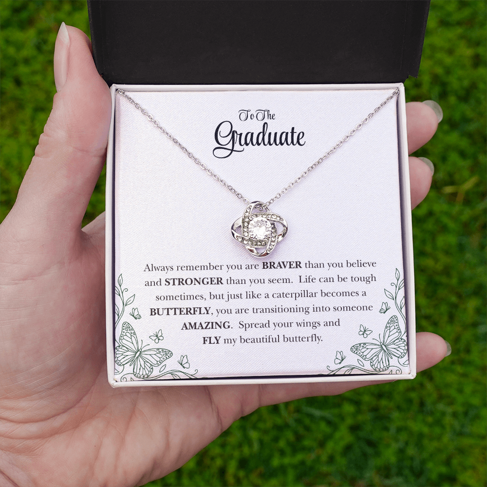 To My Graduate Daughter Inspirational Love Knot Necklace Gift