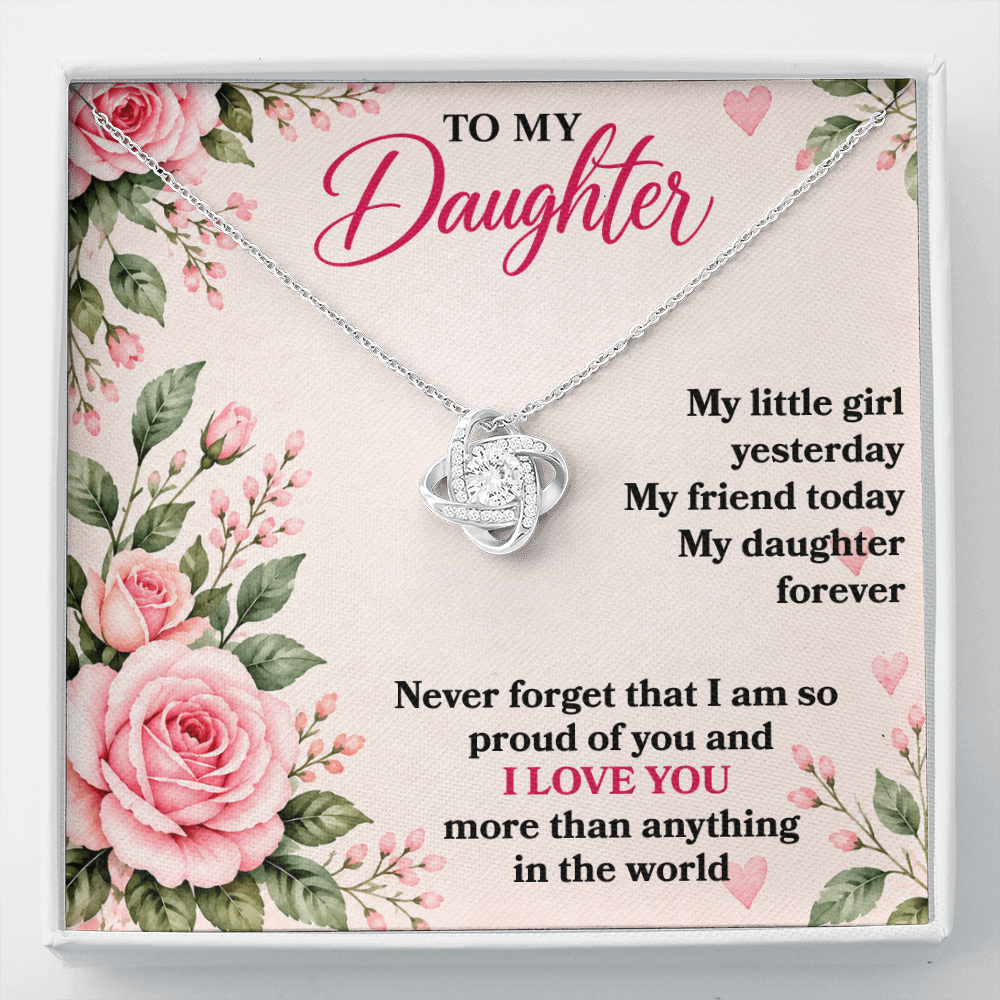 To My Daughter “My Little Girl Yesterday” Love Knot Necklace