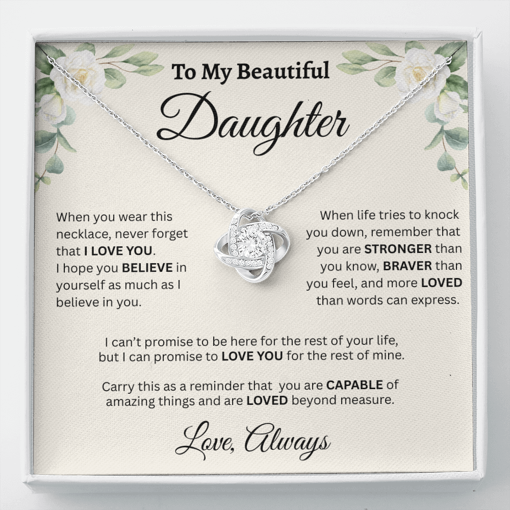 To My Beautiful Daughter Necklace – Believe in Yourself & Stay Strong