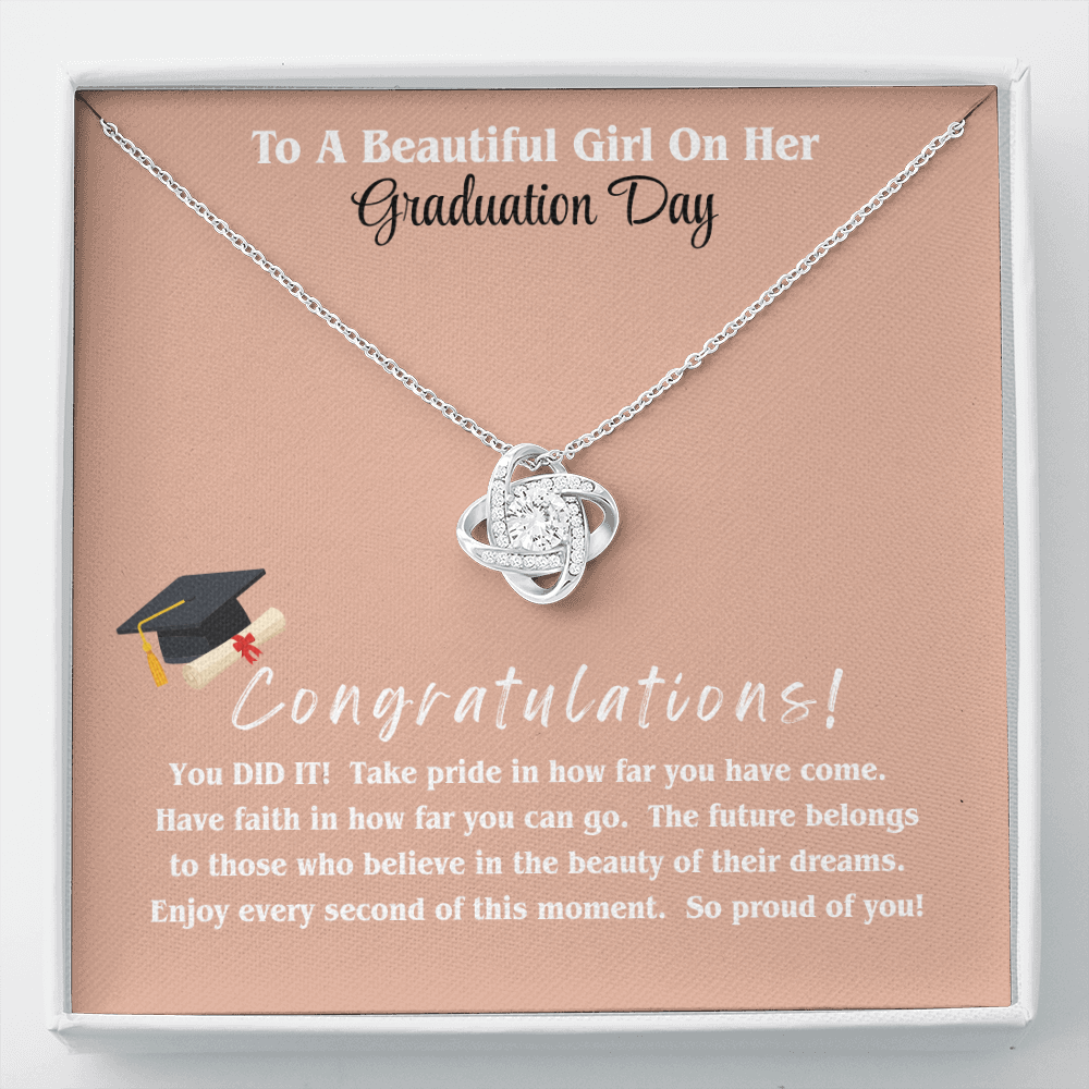 Graduation Gift Love Knot Necklace Daughter Forever Bond